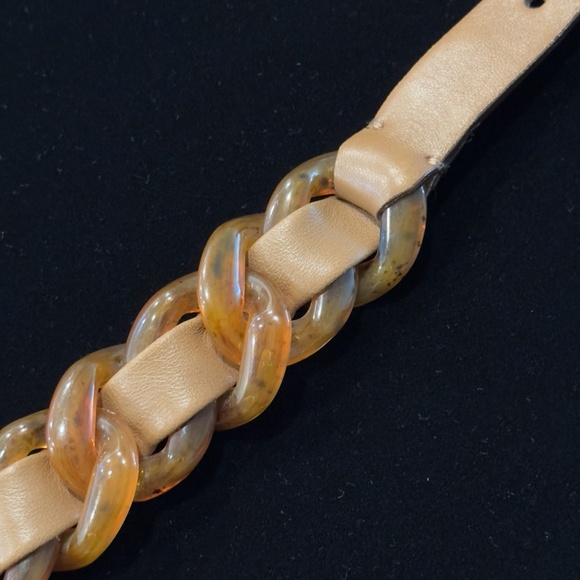 Vintage PRADA Women's Brown Leather Resin Chain Waist Belt 70/28 - Picture 7 of 13